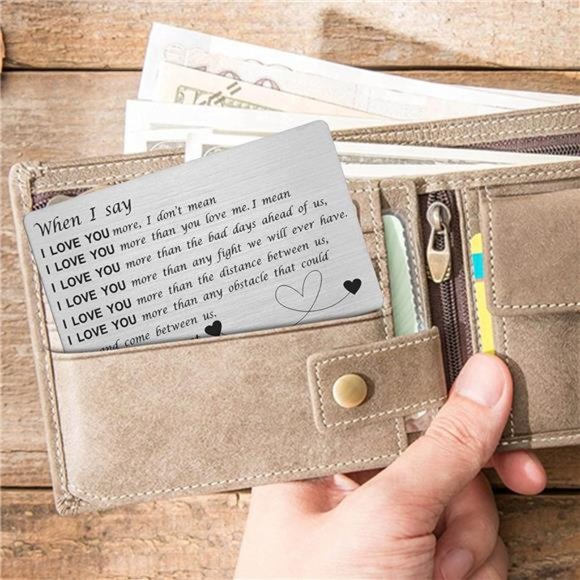 When I Say I LoveYou More,I Love You Most Gifts for Husband,Engraved Wallet Card - Picture 3 of 5